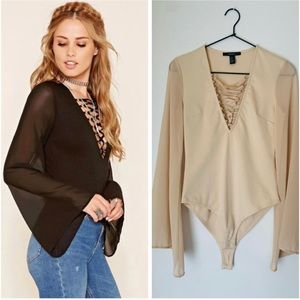 NEW Forever 21 Lace Up Bodysuit